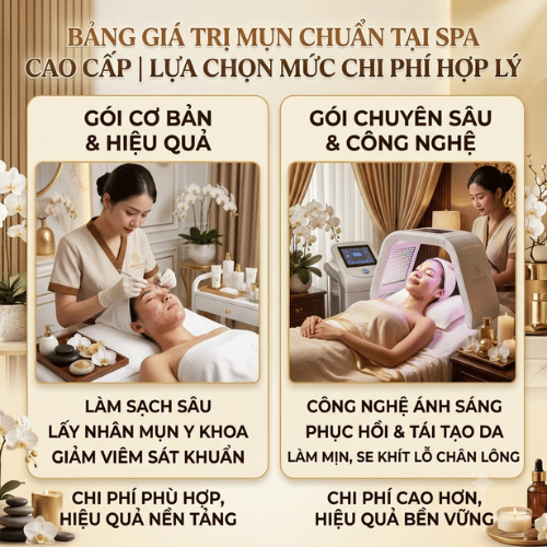 So sánh bảng giá trị mụn chuẩn để chọn mức chi phí hợp lý tại spa cao cấp