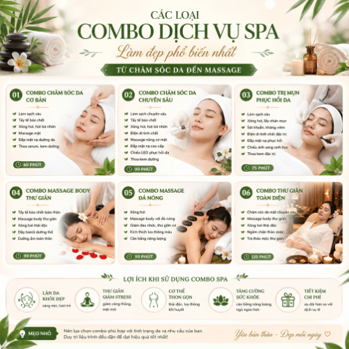 Các combo tiết kiệm dịch vụ spa làm đẹp phổ biến nhất với ưu đãi hấp dẫn
