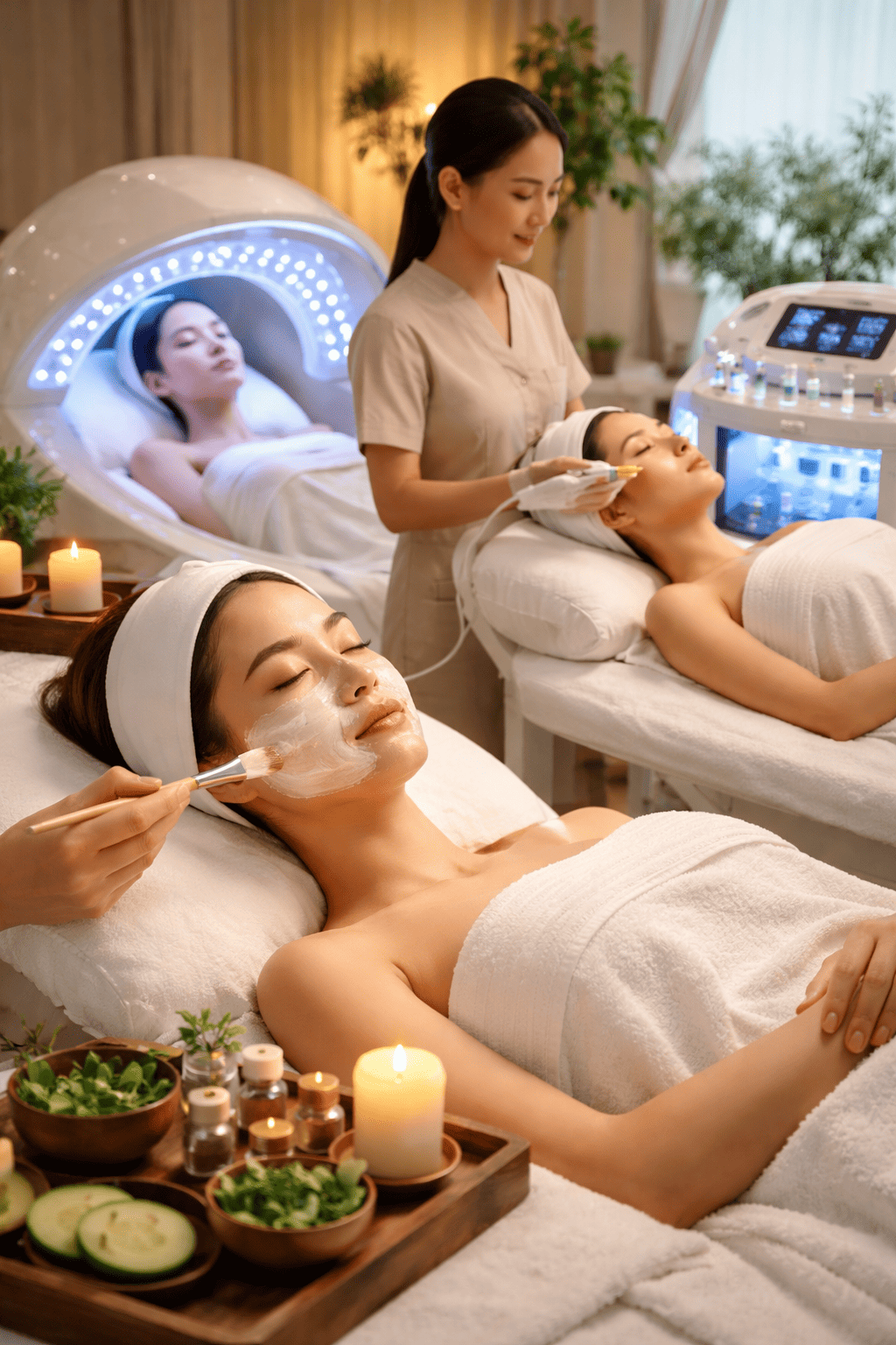 quy trình chăm sóc da kết hợp công nghệ và liệu trình truyền thống