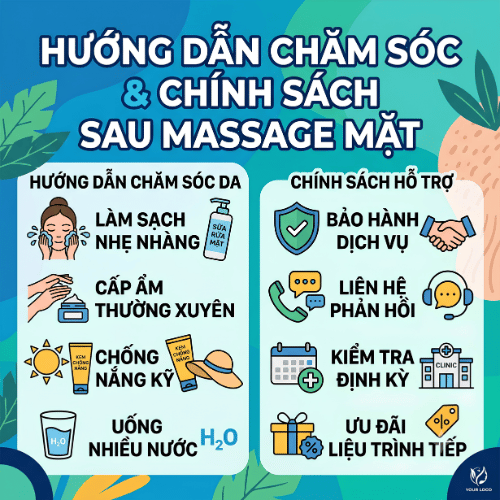 Yêu cầu hướng dẫn chăm sóc da và chính sách hỗ trợ sau liệu trình massage mặt