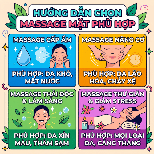 Hướng dẫn chọn massage mặt phù hợp theo loại da và nhu cầu