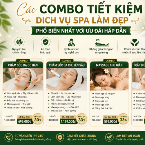 Các combo tiết kiệm dịch vụ spa làm đẹp phổ biến nhất với ưu đãi hấp dẫn