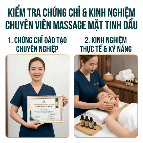 Kiểm tra chứng chỉ đào tạo và kinh nghiệm của chuyên viên massage mặt tinh dầu