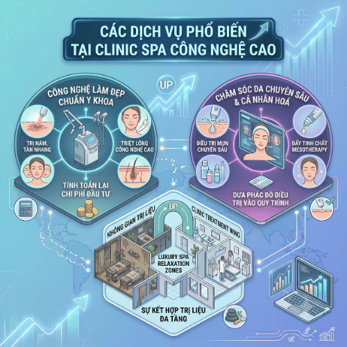 Các dịch vụ phổ biến tại clinic spa công nghệ cao