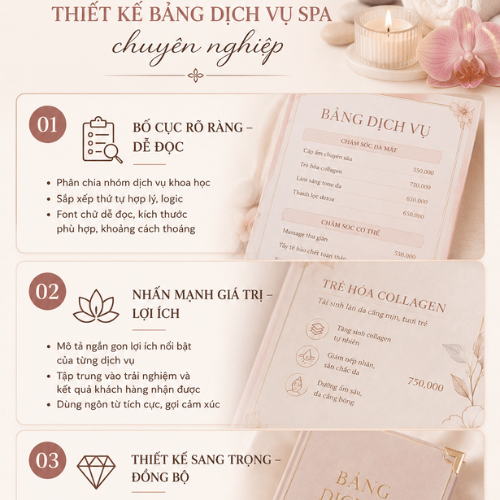  Tóm tắt 3 bí quyết thiết kế bảng dịch vụ spa chuyên nghiệp