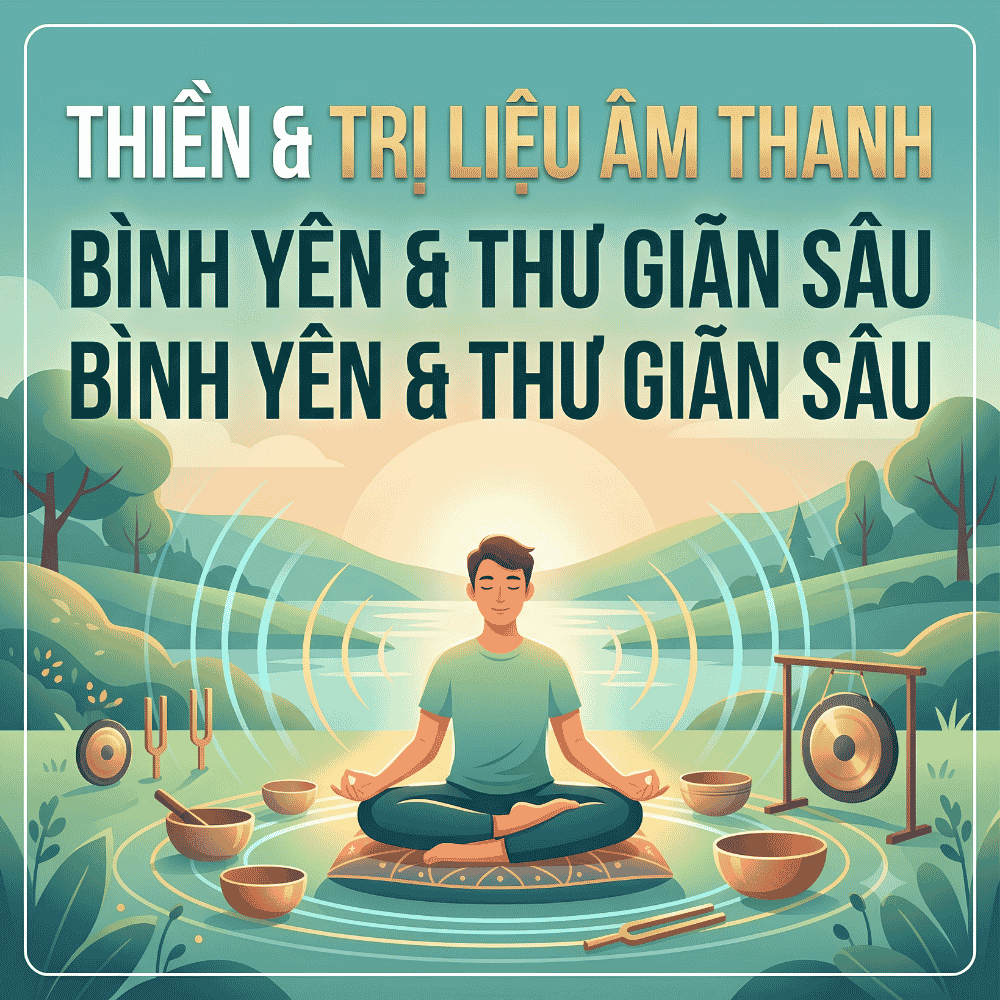 Thiền và trị liệu bằng âm thanh giúp đưa tâm trí về trạng thái bình yên và thư giãn sâu.