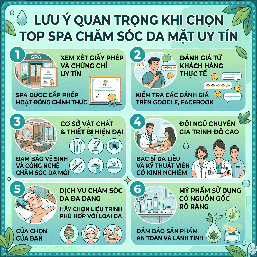 Những lưu ý quan trọng khi chọn top spa chăm sóc da mặt uy tín
