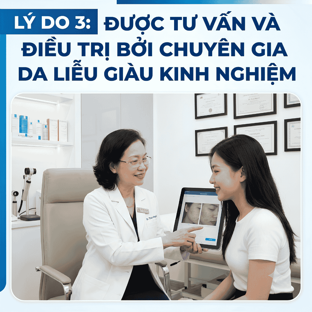 Lý do 3: Được tư vấn và điều trị bởi chuyên gia da liễu giàu kinh nghiệm