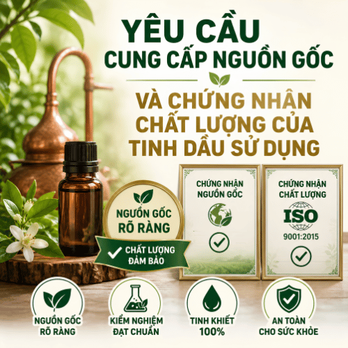 Yêu cầu cung cấp nguồn gốc và chứng nhận chất lượng của tinh dầu sử dụng