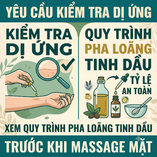 Yêu cầu kiểm tra dị ứng và xem quy trình pha loãng tinh dầu trước khi massage mặt