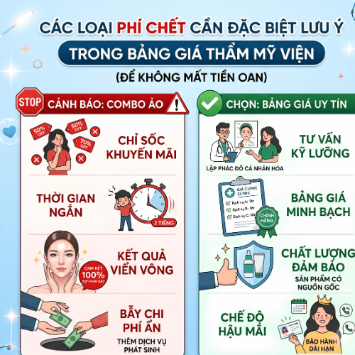 Các loại phí chết cần đặc biệt lưu ý trong bảng giá thẩm mỹ viện