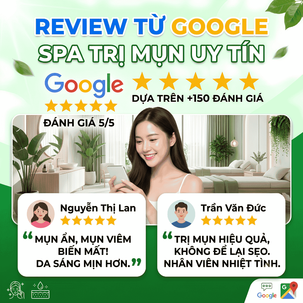 Review từ Google: Đánh giá sao và phản hồi chi tiết từ khách hàng về spa trị mụn