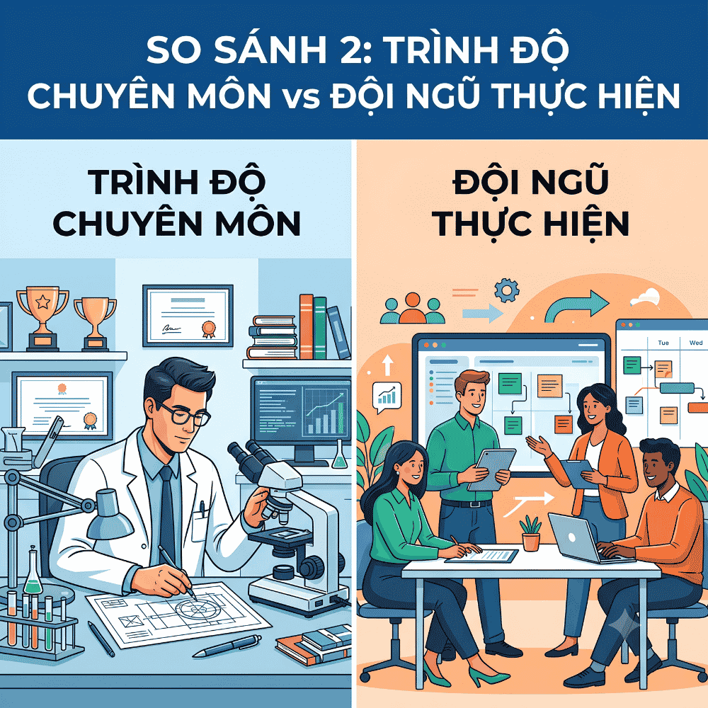 So sánh 2: Trình độ chuyên môn và đội ngũ thực hiện