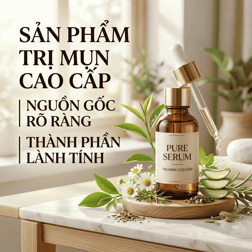 Sản phẩm trị mụn cao cấp có nguồn gốc rõ ràng và thành phần lành tính.