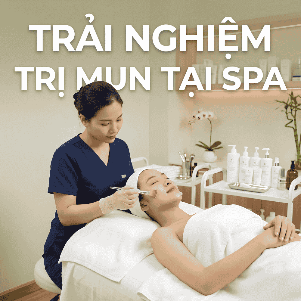 Khách hàng trải nghiệm thử dịch vụ trị mụn tại spa.