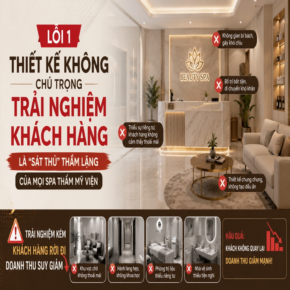  Lỗi thiết kế spa thẩm mỹ viện, bỏ qua trải nghiệm khách hàng gây ảnh hưởng doanh thu