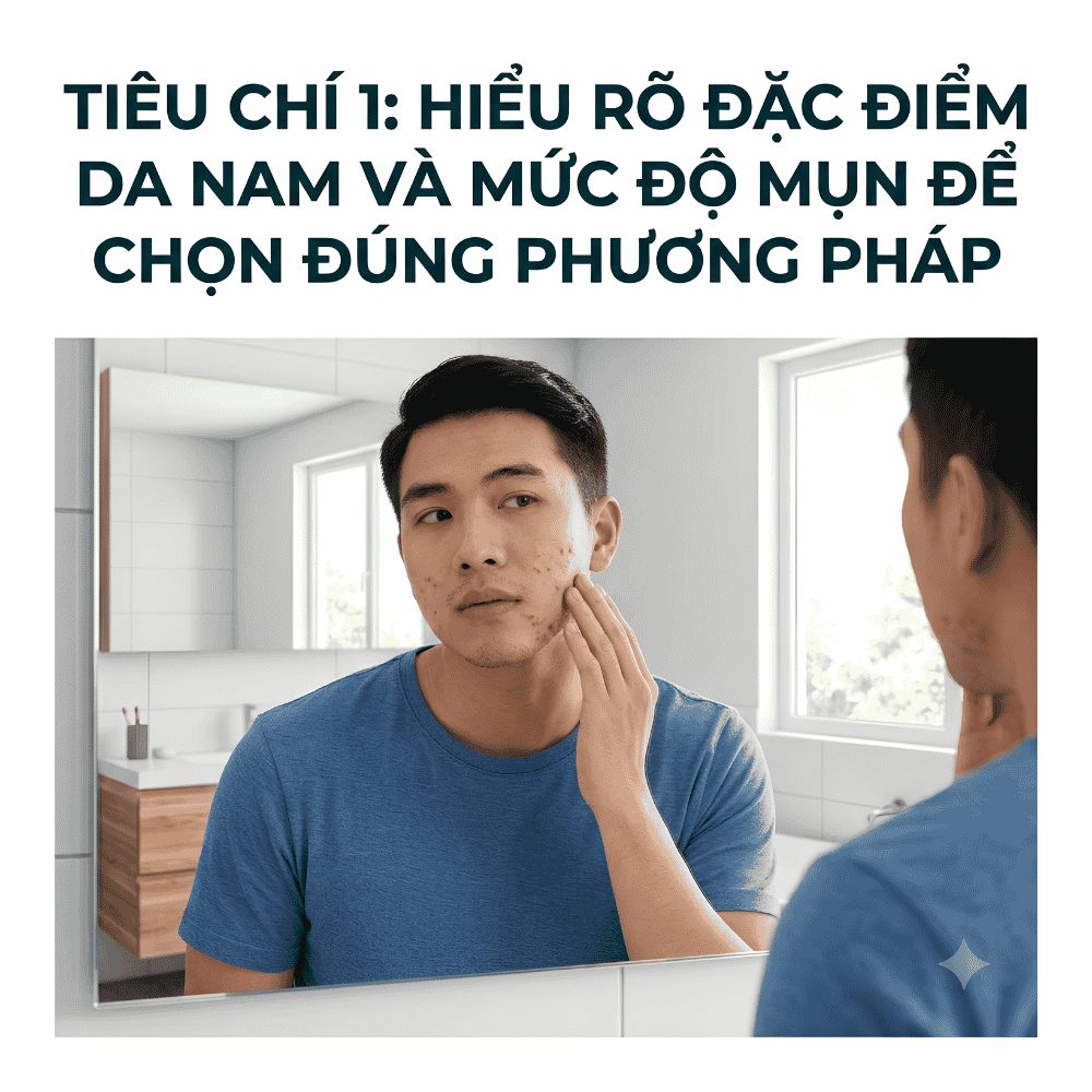 Tiêu chí 1: Hiểu rõ đặc điểm da nam và mức độ mụn để chọn đúng phương pháp