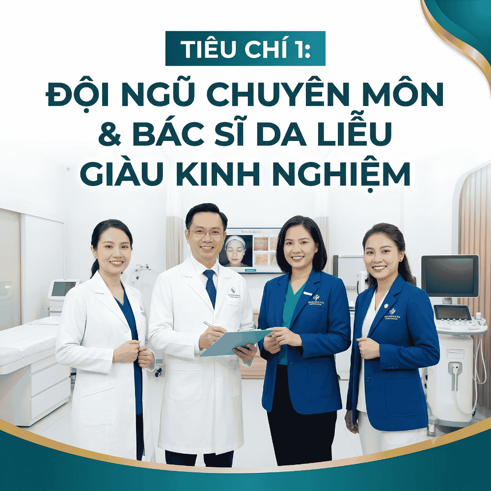 Tiêu chí 1: Đội ngũ chuyên môn và bác sĩ da liễu giàu kinh nghiệm