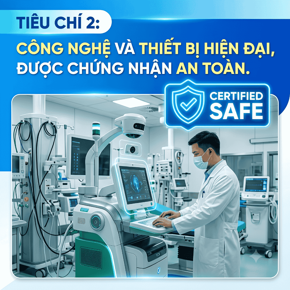 Tiêu chí 2: Công nghệ và thiết bị hiện đại, được chứng nhận an toàn