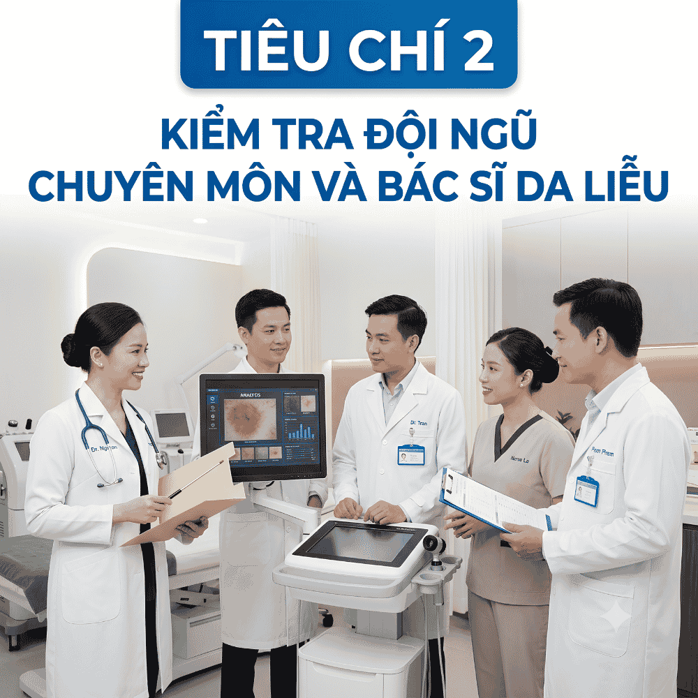 Tiêu chí 2: Kiểm tra đội ngũ chuyên môn và bác sĩ da liễu